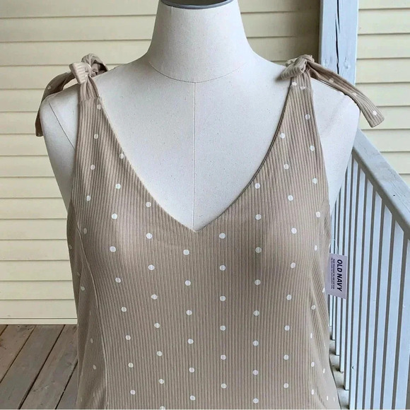 Old Navy Plus 3X Bodysuit V-Neck Rib Knit Polka Dots Tan NWT *read - Picture 7 of 13